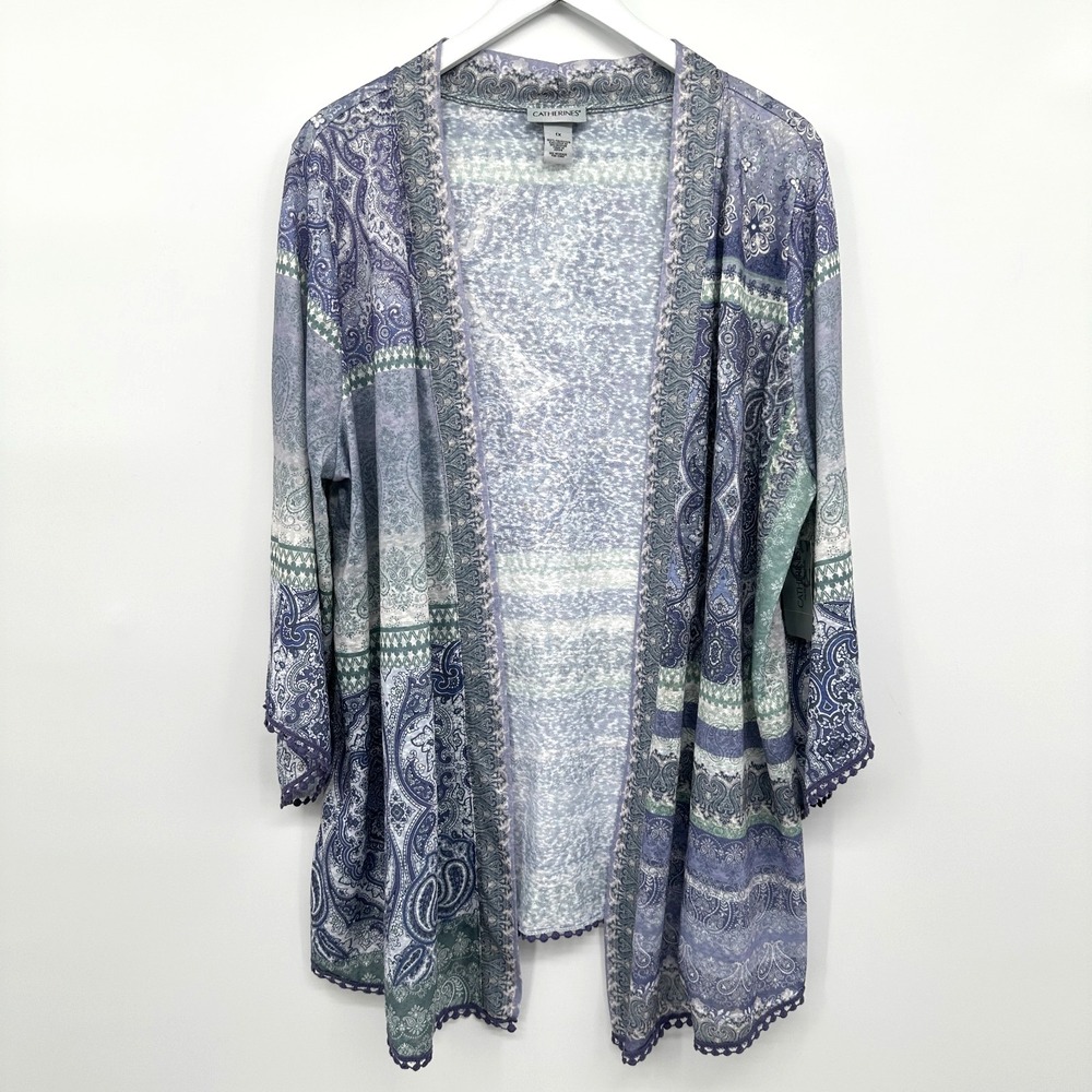 Catherines Cardigan Sweater Kimono‎ Size 1X Stretch Knit Artsy Boho Fairycore